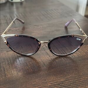 Quay Australia Gold and Tortoise Cat-Eye Sunglasses